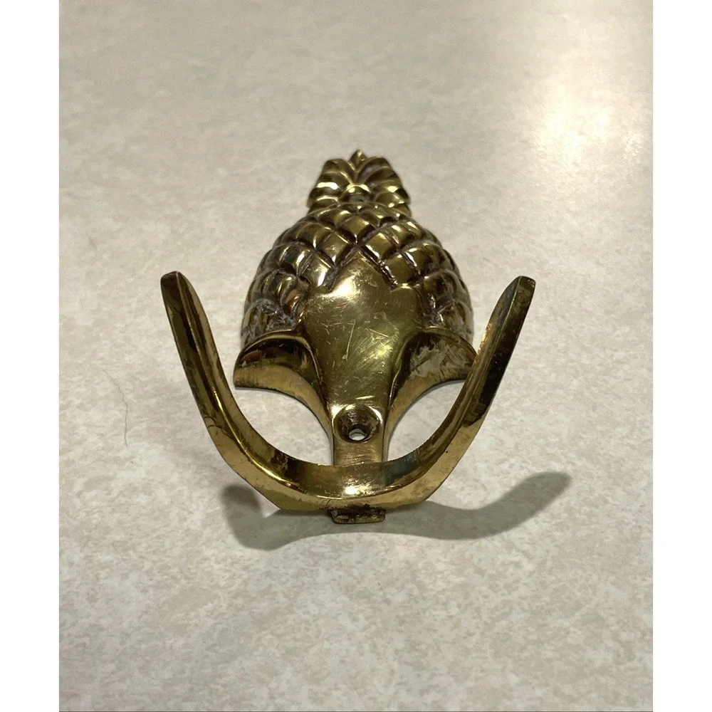 Vintage Solid Brass Pineapple Double Wall Hook 5